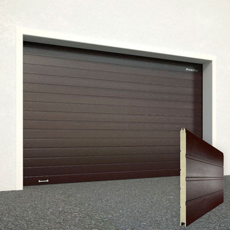 Ворота гаражные секционные с пружинами растяжения из алюминиевых панелей RSD01LUX